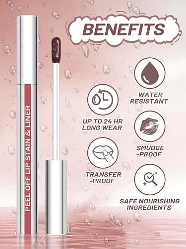 QCMME Lip Stain Peel Off Lip Liner Stain with Tweezer, Long Lasting Matte Lip Tint Tattoo, Highly Pigmented Color Lip Makeup, Waterproof Lipstick, Transfer-proof Lipstain for Women, Cocoa thumbnail 4