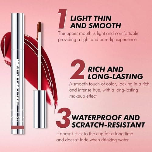 GLSFACE 3 Colors Peel Off Lip Liner with Tweezer Kit, Rich Color Matte Finish Lip Tint Stains Makeup Set for Women, Long Lasting, Waterproof, Smudge Proof, For All Skin Types (#3, #6, #7) thumbnail 5