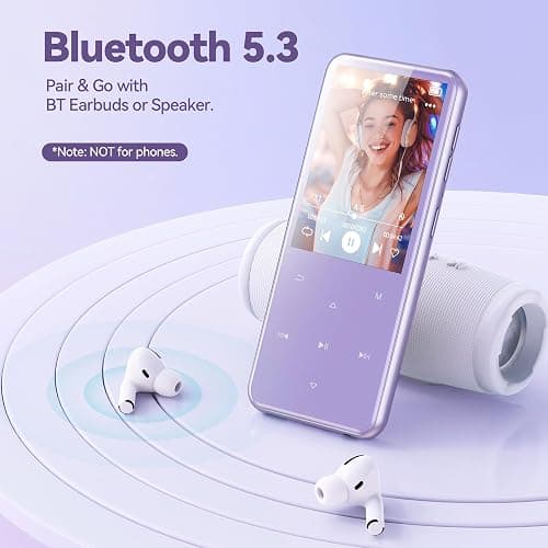 AGPTEK 64GB MP3 Player with Bluetooth, M3 2.4'' Player with Speaker | with FM Radio, Touch Buttons, Supports Up to 128GB(Purple) thumbnail 3