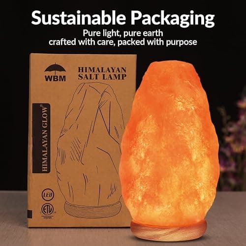 WBM Salt Lamp - USB Himalayan Salt Lamp with Touch Dimmer Control, Natural Pink Crystal, 5-7 lbs, Wooden Base, LED Bulb, Room Decor, Home Decor, Relaxation, Ambiance, Gift thumbnail 10