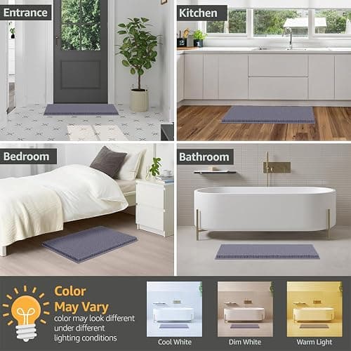 LuxUrux Bathroom Rug Set 2 Piece, Soft Absorbent Cheinlle Microfiber Bath Mat with Contour Toilet Rug, Non-Slip, Machine Wash Dry, Plush Shaggy Mats for Bathroom (20"x 30"+20"x 20" U-Shaped Gray) thumbnail 9