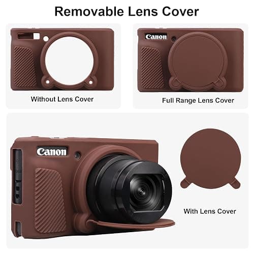BOVKE Silicone Camera Case for Canon PowerShot SX740/ SX730 Digital Camera, SX740 Camera Case Soft Cover Rubber Camera Sleeve with Removable Lens Cover, Brown thumbnail 4
