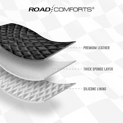 Road Comforts Leather Steering Wheel Cover – Black & Black, Universal Fit 14.5-15 Inch, Microfiber Leather, Anti-Slip & Breathable Design for Men and Women thumbnail 8
