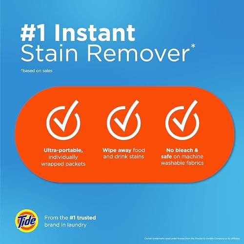 Tide Stain Remover for Clothes, Tide To Go Wipes, Instant Stain Remover for Clothes, Travel & Pocket Size, 20 Count thumbnail 5