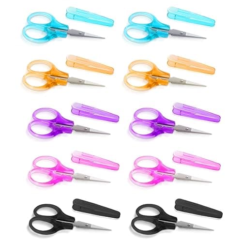 10 Pcs Small Scissors All Purpose, Stainless Steel Sharp Mini Detail Craft Scissors with Protective Cover for Embroidery, Paper Cutting, Sewing, Knitting, Crafting, 3.5" - Image 1
