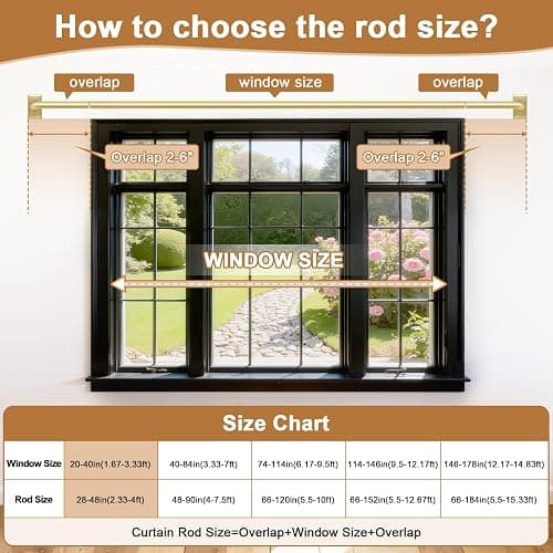 ZYRW Gold Curtain Rod, Room Darkening Rods for Windows 28 to 48 Inches(2.3-4Ft), Wrap Around Curtain Rods, Heavy Duty Blackout Drapery, Modern Decorative Window Treatment Rod, Gold thumbnail 7