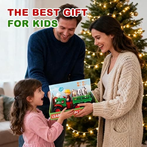 Self-Driving Farmer Tractor Truck Toy for Boys with Lights and Music, with Farmer Figure & Farm Animals (Moving Chimney and Shaking Animals) thumbnail 6