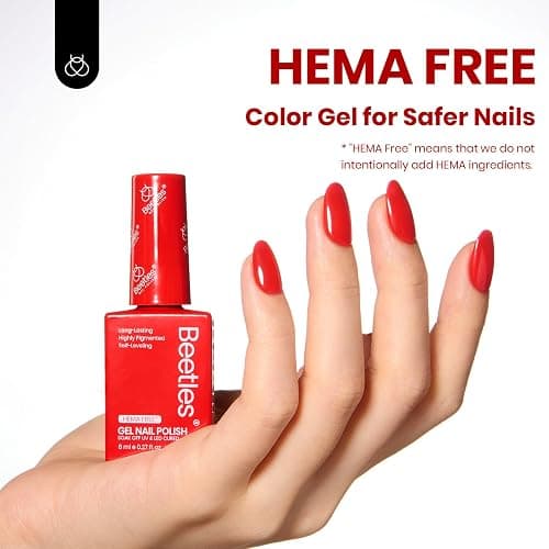 Beetles Red Gel Nail Polish, 1 Pcs 8ml Hema-Free Gel Red Color Crimson Harmony Soak Off U V LED Polish Nail Art Design Manicure Salon DIY Salon thumbnail 2