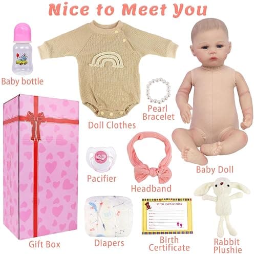 ECORELF Reborn Dolls Set with Gift Box for Kids Age 3+ | 20 Inch Silicone Lifelike Baby Dolls, Soft Realistic Girl Doll and Accessories Suitable Companionship and Collecting thumbnail 4