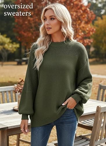 Dokotoo Women's Oversized Long Sleeve Crewneck Pullover Sweaters | Solid Color Knit Tops, Elegant Casual Fall Outfits, Soft Comfy Fashion Clothing, Trendy 2026 Winter Clothes thumbnail 3