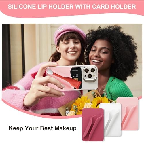 loooghom Phone Case Lip Gloss Holder,Silicone Lip Holder with Card Holder,Self-Adhesive Lip Holder Suitable for iPhone and Android(Pale Pink) thumbnail 6