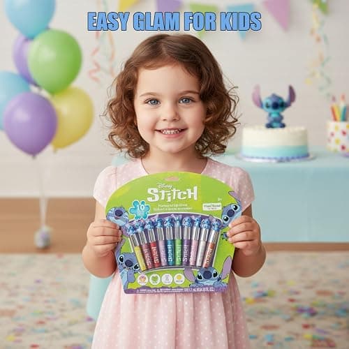 Disney Stitch 10 Piece Plant Based Lip Gloss, Girls Party Favors, First Makeup Set for Girl, Perfect for Parties, Sleepovers, and Birthday Gifts, Ages 3+, by Townley Girl thumbnail 6