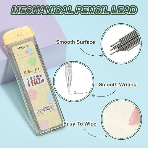 PATIKIL 300Pcs HB Mechanical Pencil Lead, 0.5mm Black Lead Refill Break Resistant Pencil Refills for Writing Office Supplies, White/Yellow/Pink thumbnail 4