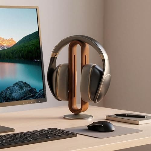 BRIMFORD Kopfhörer Ständer Holz Schreibtisch - U-Form Headset Halterung - Aluminium Gaming Kopfhörer Aufbewahrung - Universal für Sennheiser Bose Sony Airpods Max - Tisch Organizer Accessoire thumbnail 2