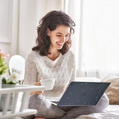 EooCoo Glitter Hard Case Compatible with MacBook Air 13 inch M1 Chip 2021-2018 with Retina Display, Air 13.3 inch Plastic Protective Case + Keyboard Cover + Screen Protector, Sparkly Black thumbnail 5