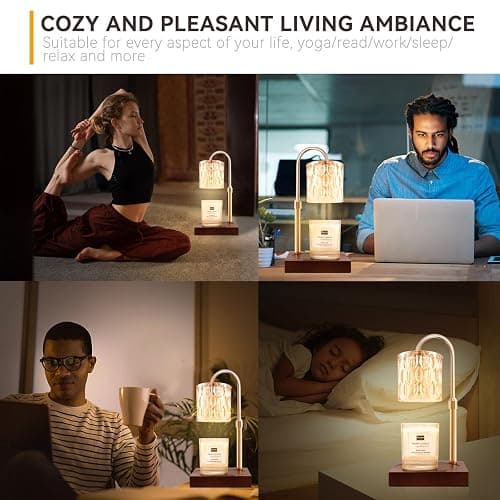 TOACSUCP Candle Warmer Lamp with 3 Bulbs, Adjustable Height Dimmable Candle Warmer with Timer, Compatible with Large Jar Candles, Candle Lamp with Charming Gift Box Ribbon for Her/Him(Walnut) thumbnail 4