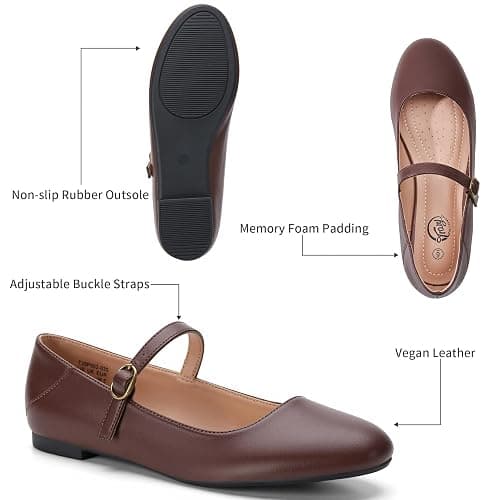 Trary Mary Jane Ballet Flats, Black Flats for Women, Ankle Strap Dressy Comfortable Flats thumbnail 5