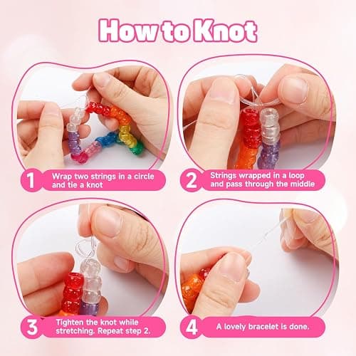 INSCRAFT 1200PCS Bracelet Making Kit, 24 Colors Pony Rainbow Kandi Beads, Friendship Bracelet Kit with Elastic Strings for Jewelry Making, Craft Gifts for Girls Adults thumbnail 7