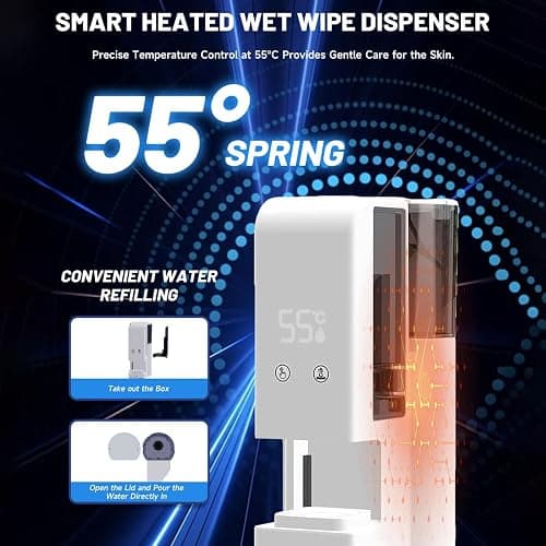 5s Fast Hot Towel Dispenser, 55°C (131°F) Constant Temp, 500ml Tank, Auto-Dry & Safe, Portable for Spa, Facial, Bathroom & Home (Hot Towel Heater with 2 Rolls of Towels) thumbnail 2