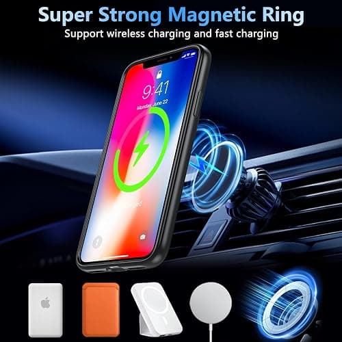 Cum2giff for iPhone X XS Case, iPhone X Case with Screen Protector, iPhone Xs Phone Case Compatible with Magsafe, Magnetic Military Grade Shockproof and Dropproof Phone Case, Silky Soft Touch, Black thumbnail 2