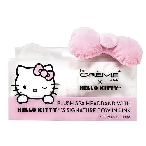The Crème Shop Plush Spa Headband w/Hello Kitty's Signature Bow, Spa Headband for Washing Face, Skincare Headbands, Soft & Fluffy Headbands for Women (Pink) thumbnail 5