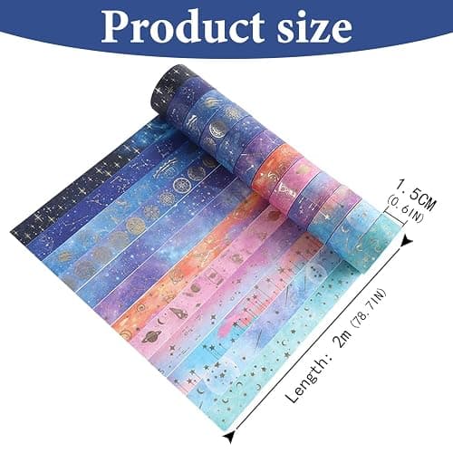 JOYVOX 12 Rolls Purple Washi Tape Set with Gold Foil, Decorative Masking Tape for Scrapbook, DIY Crafts, Gift Wrapping, Aesthetic Arts, and Crafts Supplies thumbnail 2