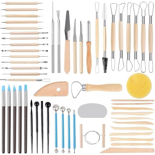 SHENOMAD 57PCS Clay Tools Kit with Wire Sculpting Tools Pottery Modeling Ceramics Polymer Tools Set for Air Dry Clay Carving Molding Pottery Crafting Beginners - Image 1