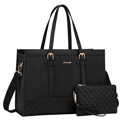 LOVEVOOK Laptop Bag for Women 15.6 inch Canvas Laptop Tote Bag, Large Capacity Work Bag with Clutch Purse, Computer Bag Office Business Briefcase, Casual Handbag for Travel College Teacher School - Image 1