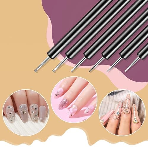Artdone Nail Dotting Tools 6PCS Double-ended Nail Art Brushes Kit Nail Art Gel Polish Liner Brushes Design Pen For Nail Drawing And Nail Paint Brushes Small Detail Brushes thumbnail 2
