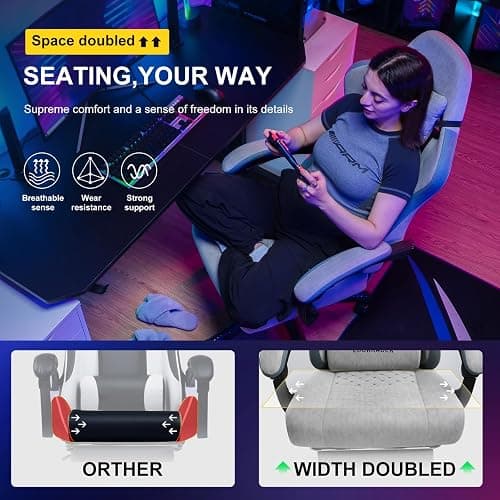 GTPLAYER Gaming Chair, Computer Office Chair with Pocket Spring Cushion, Linkage Armrests and Footrest, High Back Ergonomic Computer Chair with Lumbar Support Task Chair with Footrest thumbnail 3