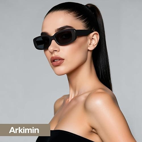 Arkimin Rectangle Sunglasses for Womens Men - Trendy Y2K Retro Sun Glasses 90’s Vintage Fashion UV400 Protection Eyeglasses thumbnail 5