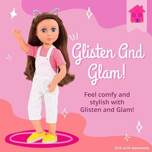 Glitter Girls – 14-Inch Doll Clothes – Glisten & Glam – Lace Overalls & Cat Ear Deluxe Outfit – Toys, Clothes & Accessories For Girls 3-Year-Old & Up thumbnail 2