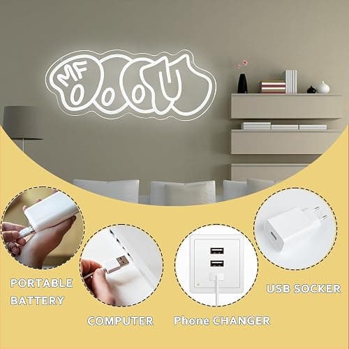Symone Mf Doom Neon Signs, USB Powered Dimmable LED Neon Light Classic Hip Hop Decor, for Bedroom Music Lovers Urban Chic Modern Studio Decor, Personalized Gifts for Music Lovers(16.1 * 6.7 in) thumbnail 4