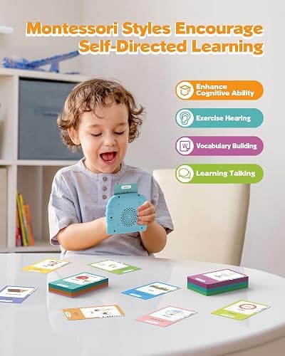 Airbition Bilingual Spanish and English Talking Flash Cards for Ages 2+, Pocket Speech Therapy Tools with 512 Words, Montessori Language Learning and Autism Aids, Children's Sensory Learning Kit thumbnail 3