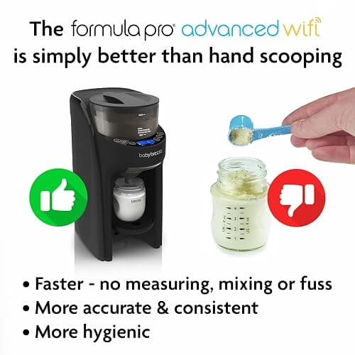 Baby Brezza Formula Pro Advanced WiFi Formula Dispenser - Automatically Mix a Warm Formula Bottle From Your Phone Instantly – Easily Make Bottle With Automatic Powder Blending Machine, Black - Black thumbnail 6