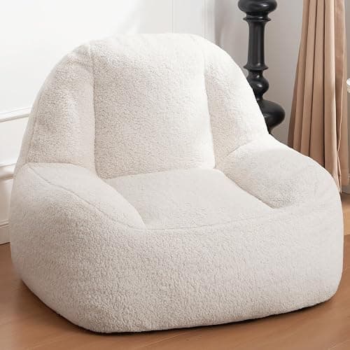 Homguava Bean Bag Chairs for Adults,Giant Beanbag Couch Adult Bean Bag Chair with Filler Included,Modern Lazy Sofa Comfy Chair for Living Room(White) - Image 1