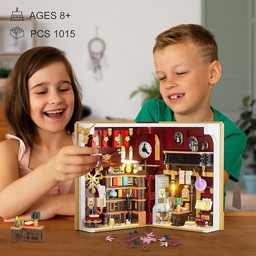 INSOON Magic Booknook 3.6mm Mini Building Set with LED Light | DIY Book Nook Building Kit for Bookshelf & Home Decor, 1015 PCS Miniature Building Block for Adults Boys Girls Age 8+ thumbnail 6