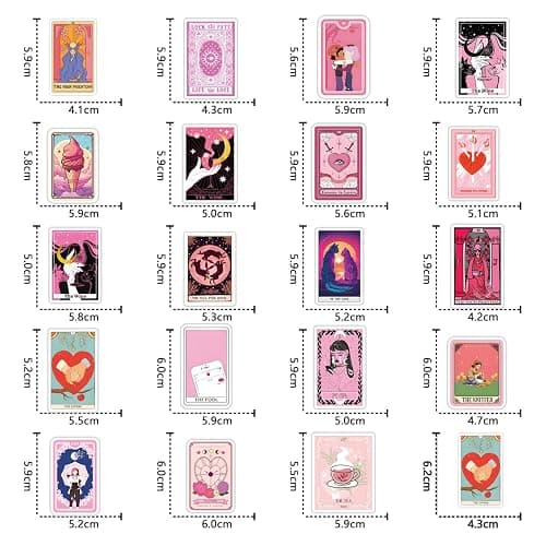 110PCS Pink Tarot Myth Magic Stickers Astrology Decals Divination Waterproof Vinyl Water Botter Laptop Decorations DIY Fortune for Skateboard Cute Kawaii Stickers thumbnail 3