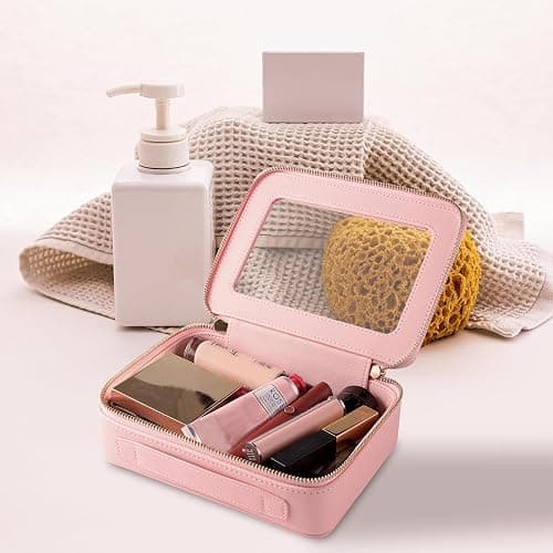 Aveniee Clear Makeup Bag Organizer, Travel Toiletry Bag for Women, Waterproof Cosmetic Pouch with Zippers,Car Accessories Organizers and Storage Case,Pink thumbnail 2