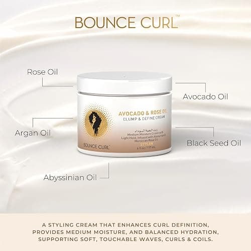 Bounce Curl Avocado & Rose Oil Clump and Define Cream, Enhance and Define Wavy, Curly, and Coily Hair, 6 oz thumbnail 5