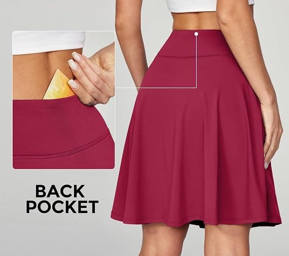 IUGA 20" Knee Length Skorts Skirts for Women with Pockets Tennis Skirt High Waisted Golf Skirts for Women Casual Athletic thumbnail 4