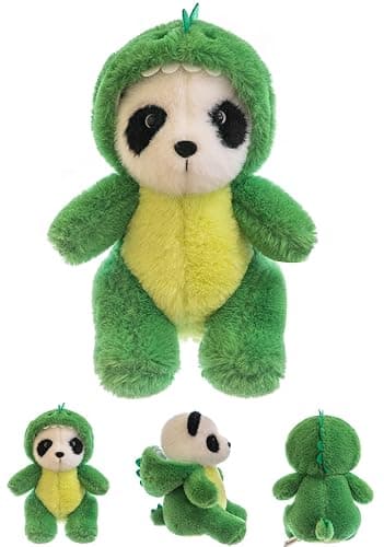 CASAGOOD Cute Stuffed Panda Animal Cosplay as Pink Dinosaur Plush Toy in Costume - Soft Plushies for Kids 12 Inch - Image 1