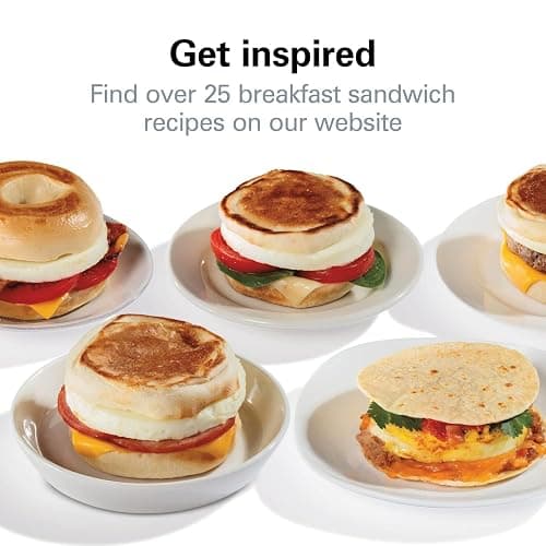Hamilton Beach Breakfast Sandwich Maker with Egg Cooker Ring | Perfect for English Muffins, Croissants, Mini Waffles | Customizable & Fast | PFAS-Free | Silver | 25475MN thumbnail 8