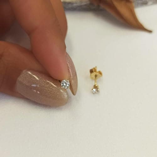 Tooliks CZ Diamond Stud Earrings - Gold Filled or Sterling Silver, Minimalist Everyday Studs 3-6mm thumbnail 4