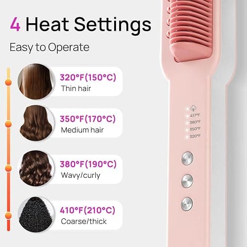 Aniekin 3 in 1 Steam Hair Straightener Brush, 4 Temp Settings & Steam Reduces Damage, Nourishes Hair, and Expedites Straightening, Dual Voltage, Professional Styling Tools thumbnail 5