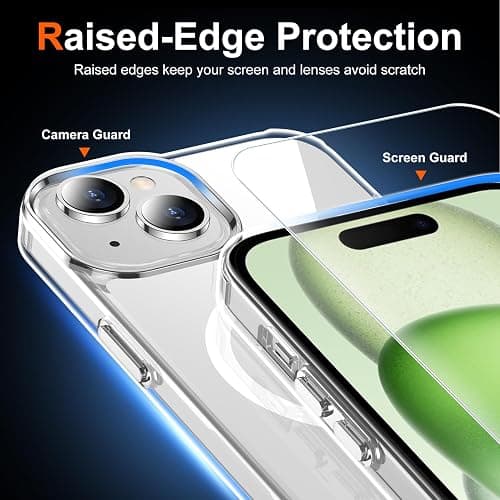 Temdan for iPhone 15 Case & iPhone 14 & iPhone 13 Case Clear with Screen Protector, Compatible with Magsafe, Anti-Yellowing, Military-Grade Protection, Shockproof Slim Magnetic Phone Case Cover thumbnail 4