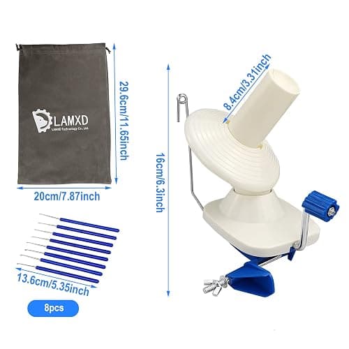 LAMXD Enrouleur de balles de Fil, 4oz Fil Ficelle Enrouleur,Laine à chaîne Manuelle en Fibre de chaîne Machines à bobines de Laine familiale, y compris les aiguilles à tricoter - XS thumbnail 3