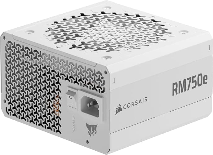 CORSAIR RM750e ATX 3.1 PCIe 5.1 Ready Fully Modular 750W Power Supply – 12V-2x6 Cable Included, Cybenetics Gold Efficiency, 105°C-Rated Capacitors, Modern Standby Mode – White - Image 1