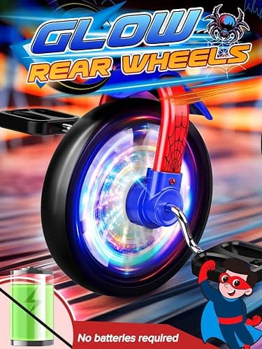 Tricycle for Toddlers 1-3 3-5 Year Olds, Spider Toddler Bike Baby Balance Bike with Colorful Lighting Wheels & Large Basket, Birthday Gift and Toy for 1 2 3 4 5 Year Olds Boys and Girls thumbnail 7
