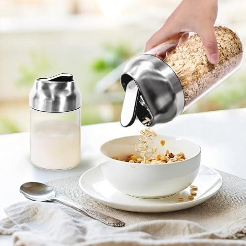 Aelga 34oz Glass Food Jars Canisters with Lid, Wide Mouth Storage Jars with Airtight Lids, Clear Food Storage Containers for Flour, Cereal, Coffee, Nuts & More thumbnail 2